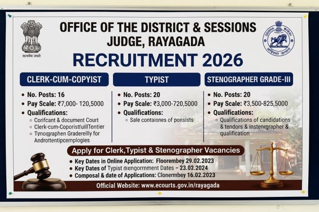 Rayagada District Judge Office Recruitment 2026 Notification Out for Clerk, Typist & Stenographer Posts
