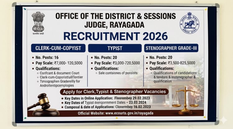 Rayagada District Judge Office Recruitment 2026 Notification Out for Clerk, Typist & Stenographer Posts