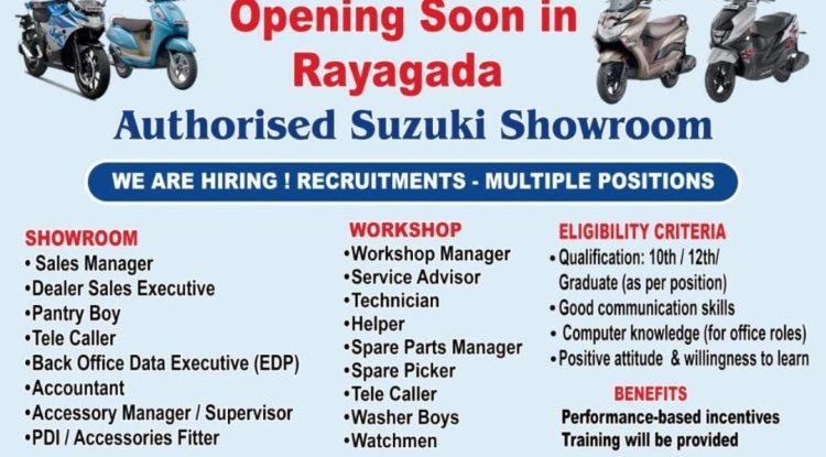 Suzuki Showroom Job Available Now